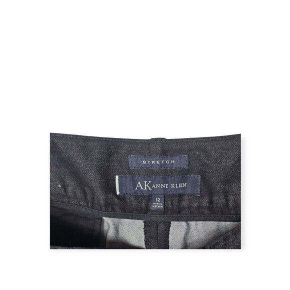 AK Anne Klein Straight Leg Pants Black Coated Stretch Women's Size 12 - Picture 3 of 10
